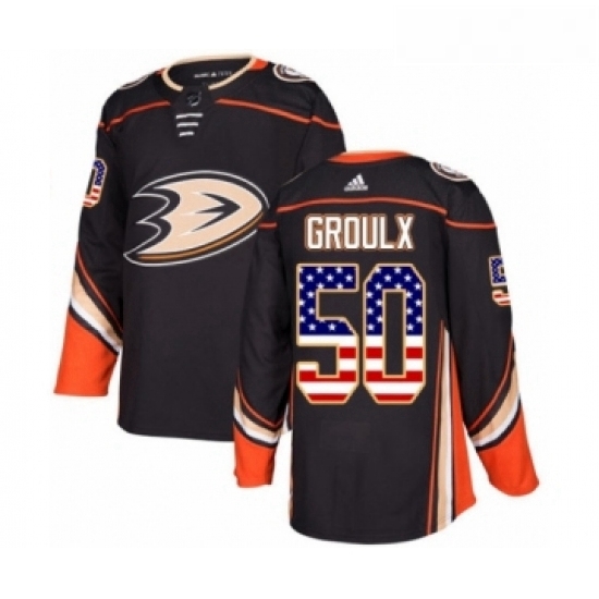 Youth Adidas Anaheim Ducks 50 Benoit Olivier Groulx Authentic Black USA Flag Fashion NHL Jersey 