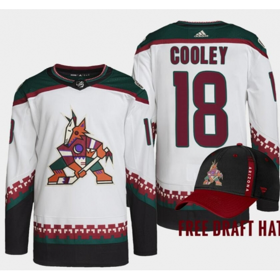 Men Arizona Coyotes Logan Cooley #18 Stitched NHL White Jersey Men Arizona Coyotes Logan Cooley #18 Stitched NHL White Jersey