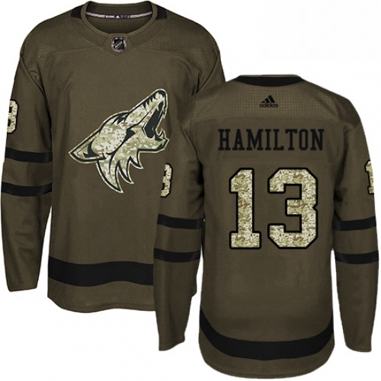 Mens Adidas Arizona Coyotes 13 Freddie Hamilton Authentic Green Salute to Service NHL Jersey Mens Adidas Arizona Coyotes 13 Freddie Hamilton Authentic Green Salute to Service NHL Jersey