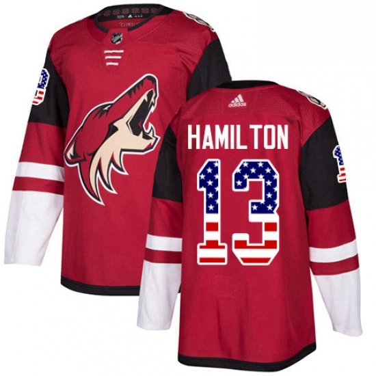 Mens Adidas Arizona Coyotes 13 Freddie Hamilton Authentic Red USA Flag Fashion NHL Jersey Mens Adidas Arizona Coyotes 13 Freddie Hamilton Authentic Red USA Flag Fashion NHL Jersey