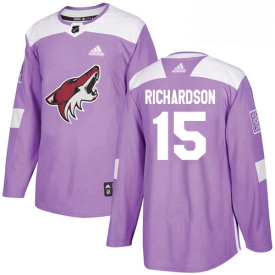 Mens Adidas Arizona Coyotes 15 Brad Richardson Authentic Purple Fights Cancer Practice NHL Jersey Mens Adidas Arizona Coyotes 15 Brad Richardson Authentic Purple Fights Cancer Practice NHL Jersey