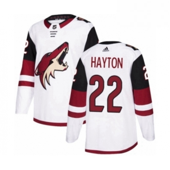 Mens Adidas Arizona Coyotes 22 Barrett Hayton Authentic White Away NHL Jerse Mens Adidas Arizona Coyotes 22 Barrett Hayton Authentic White Away NHL Jerse