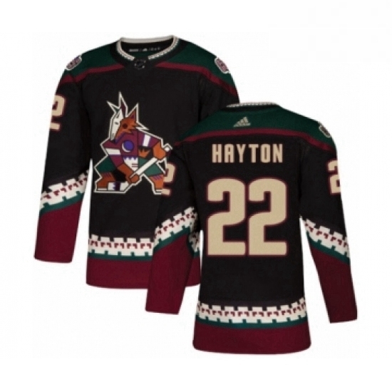 Mens Adidas Arizona Coyotes 22 Barrett Hayton Premier Black Alternate NHL Jerse Mens Adidas Arizona Coyotes 22 Barrett Hayton Premier Black Alternate NHL Jerse