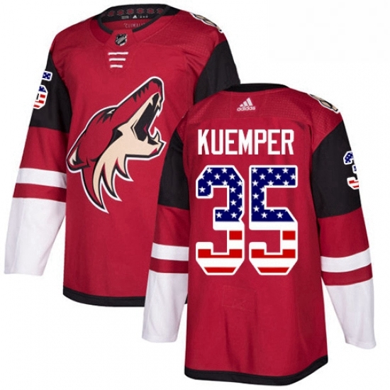 Mens Adidas Arizona Coyotes 35 Darcy Kuemper Authentic Red USA Flag Fashion NHL Jersey Mens Adidas Arizona Coyotes 35 Darcy Kuemper Authentic Red USA Flag Fashion NHL Jersey