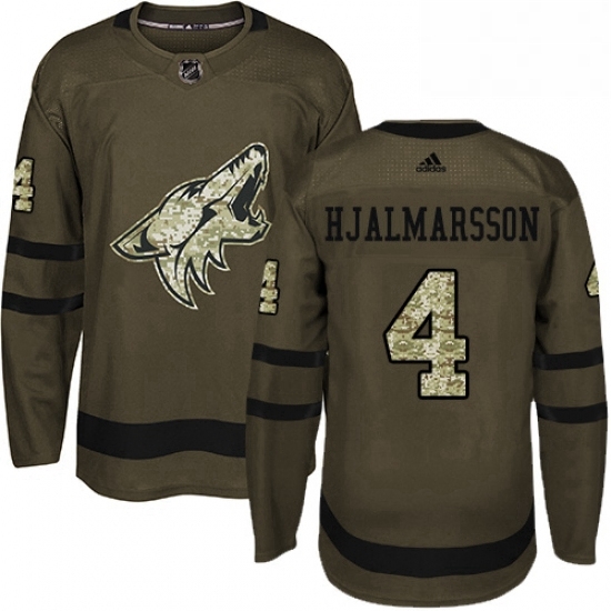 Mens Adidas Arizona Coyotes 4 Niklas Hjalmarsson Premier Green Salute to Service NHL Jersey Mens Adidas Arizona Coyotes 4 Niklas Hjalmarsson Premier Green Salute to Service NHL Jersey