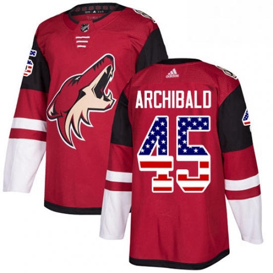 Mens Adidas Arizona Coyotes 45 Josh Archibald Authentic Red USA Flag Fashion NHL Jerse Mens Adidas Arizona Coyotes 45 Josh Archibald Authentic Red USA Flag Fashion NHL Jerse
