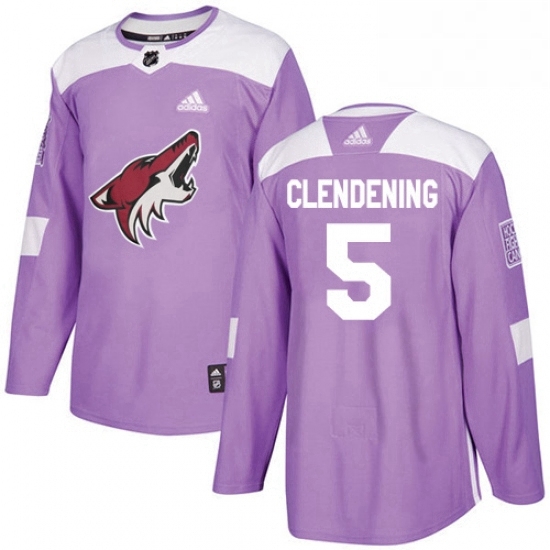 Mens Adidas Arizona Coyotes 5 Adam Clendening Authentic Purple Fights Cancer Practice NHL Jersey Mens Adidas Arizona Coyotes 5 Adam Clendening Authentic Purple Fights Cancer Practice NHL Jersey