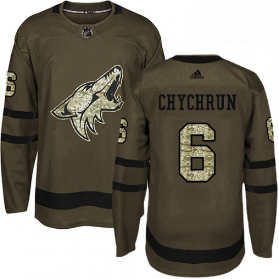 Mens Adidas Arizona Coyotes 6 Jakob Chychrun Premier Green Salute to Service NHL Jersey Mens Adidas Arizona Coyotes 6 Jakob Chychrun Premier Green Salute to Service NHL Jersey