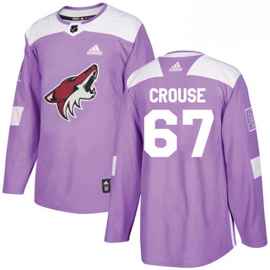 Mens Adidas Arizona Coyotes 67 Lawson Crouse Authentic Purple Fights Cancer Practice NHL Jersey Mens Adidas Arizona Coyotes 67 Lawson Crouse Authentic Purple Fights Cancer Practice NHL Jersey