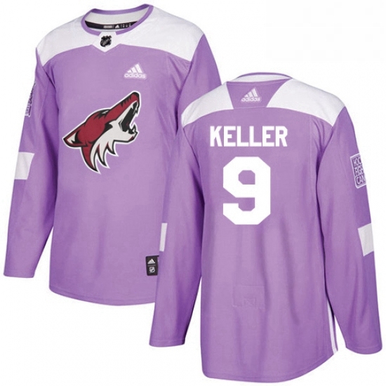 Mens Adidas Arizona Coyotes 9 Clayton Keller Authentic Purple Fights Cancer Practice NHL Jersey Mens Adidas Arizona Coyotes 9 Clayton Keller Authentic Purple Fights Cancer Practice NHL Jersey