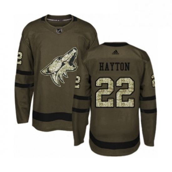 Youth Adidas Arizona Coyotes 22 Barrett Hayton Premier Green Salute to Service NHL Jerse Youth Adidas Arizona Coyotes 22 Barrett Hayton Premier Green Salute to Service NHL Jerse