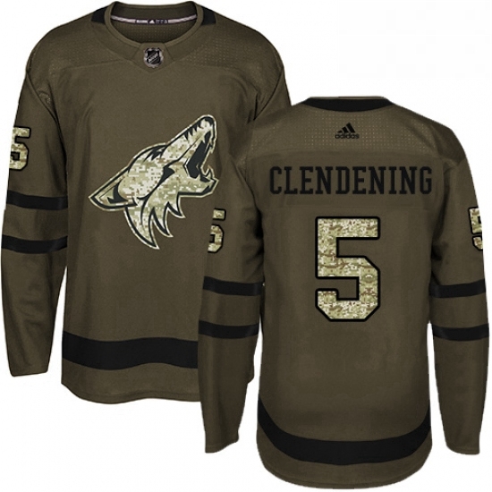 Youth Adidas Arizona Coyotes 5 Adam Clendening Premier Green Salute to Service NHL Jersey Youth Adidas Arizona Coyotes 5 Adam Clendening Premier Green Salute to Service NHL Jersey