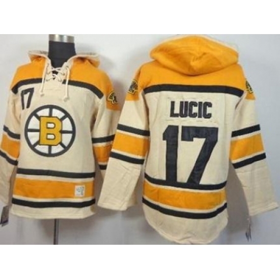 Boston Bruins #17 Milan Lucic Cream Stitched NHL Sawyer Hooded Sweatshirt Jersey Boston Bruins #17 Milan Lucic Cream Stitched NHL Sawyer Hooded Sweatshirt Jersey