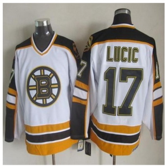 Boston Bruins #17 Milan Lucic White Black CCM Throwback Stitched NHL Jersey Boston Bruins #17 Milan Lucic White Black CCM Throwback Stitched NHL Jersey