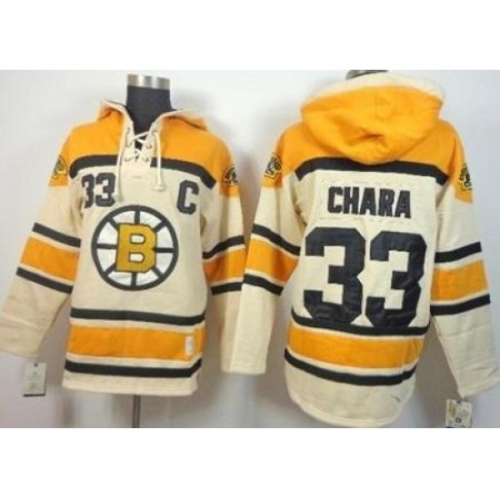 Boston Bruins #33 Zdeno Chara Cream Stitched NHL Sawyer Hooded Sweatshirt Jersey Boston Bruins #33 Zdeno Chara Cream Stitched NHL Sawyer Hooded Sweatshirt Jersey