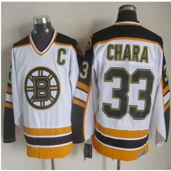 Boston Bruins #33 Zdeno Chara White Black CCM Throwback Stitched NHL Jersey Boston Bruins #33 Zdeno Chara White Black CCM Throwback Stitched NHL Jersey