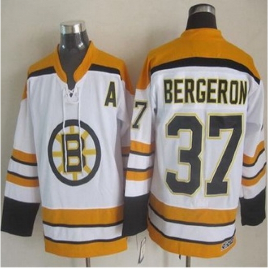Boston Bruins #37 Patrice Bergeron White CCM Throwback Stitched NHL Jersey Boston Bruins #37 Patrice Bergeron White CCM Throwback Stitched NHL Jersey