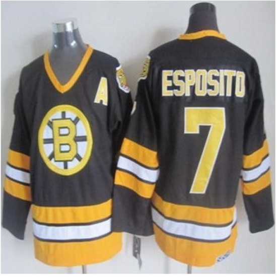 Boston Bruins #7 Phil Esposito Black-Yellow CCM Throwback Stitched NHL Jersey Boston Bruins #7 Phil Esposito Black-Yellow CCM Throwback Stitched NHL Jersey