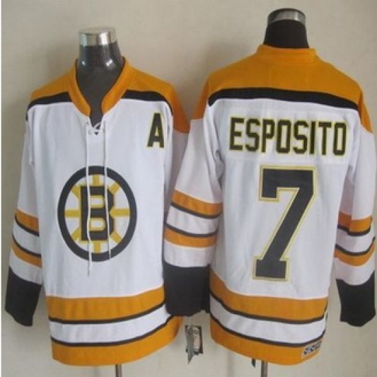 Boston Bruins #7 Phil Esposito White CCM Throwback Stitched NHL Jersey Boston Bruins #7 Phil Esposito White CCM Throwback Stitched NHL Jersey