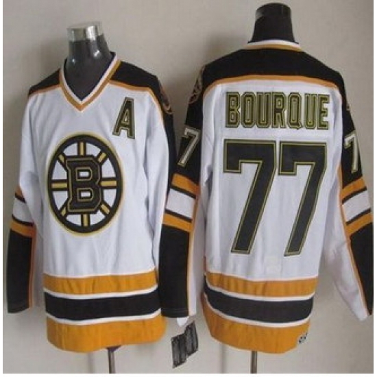 Boston Bruins #77 Ray Bourque White-Black CCM Throwback Stitched NHL Jersey Boston Bruins #77 Ray Bourque White-Black CCM Throwback Stitched NHL Jersey