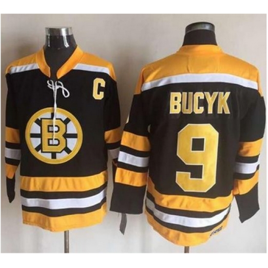 Bruins #9 Johnny Bucyk BlackYellow CCM Throwback New Stitched NHL Jersey Bruins #9 Johnny Bucyk BlackYellow CCM Throwback New Stitched NHL Jersey