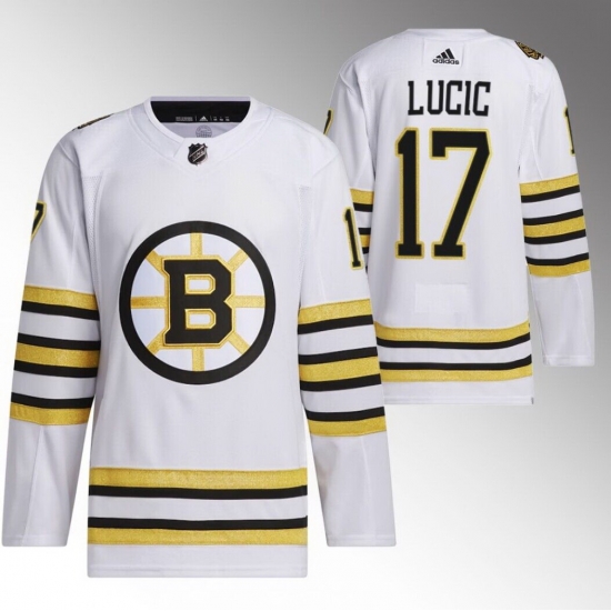 Men Boston Bruins 17 Milan Lucic White 100th Anniversary Stitched Jersey Men Boston Bruins 17 Milan Lucic White 100th Anniversary Stitched Jersey