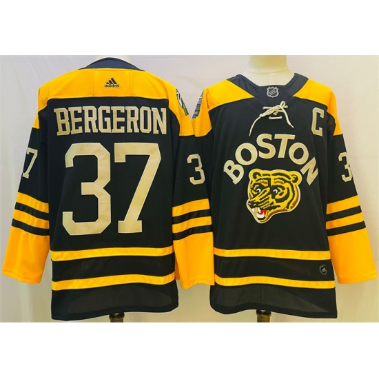 Men Boston Bruins 37 Patrice Bergeron Black Classic Primegreen Stitched Jersey Men Boston Bruins 37 Patrice Bergeron Black Classic Primegreen Stitched Jersey
