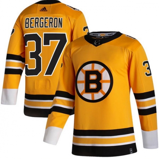 Men Boston Bruins 37 Patrice Bergeron Yellow 2020 21 Reverse Retro Adidas Jersey Men Boston Bruins 37 Patrice Bergeron Yellow 2020 21 Reverse Retro Adidas Jersey