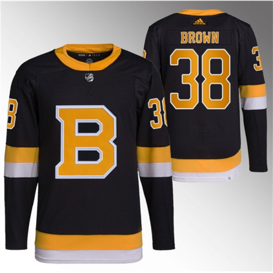 Men Boston Bruins 38 Patrick Brown Black Home Breakaway Stitched Jersey Men Boston Bruins 38 Patrick Brown Black Home Breakaway Stitched Jersey