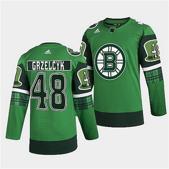 Men Boston Bruins 48 Matt Grzelcyk 2022 Green St Patricks Day Warm Up Stitched jersey Men Boston Bruins 48 Matt Grzelcyk 2022 Green St Patricks Day Warm Up Stitched jersey
