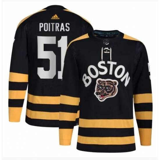 Men Boston Bruins 51 Matthew Poitras Black Winter Classic Primegreen Stitched Jersey Men Boston Bruins 51 Matthew Poitras Black Winter Classic Primegreen Stitched Jersey