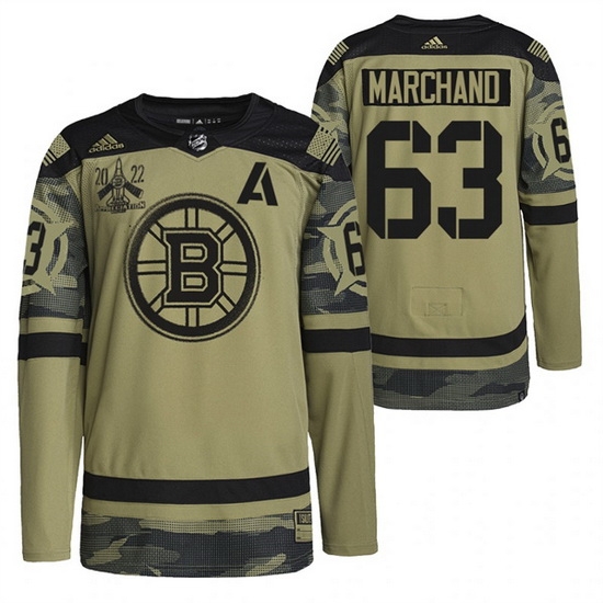 Men Boston Bruins 63 Brad Marchand 2022 Camo Military Appreciation Night Stitched jersey Men Boston Bruins 63 Brad Marchand 2022 Camo Military Appreciation Night Stitched jersey