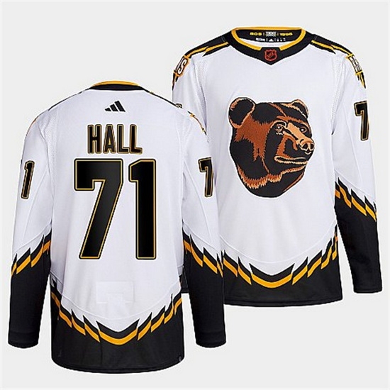 Men Boston Bruins 71 Taylor Hall White 2022 Reverse Retro Stitched Jersey Men Boston Bruins 71 Taylor Hall White 2022 Reverse Retro Stitched Jersey
