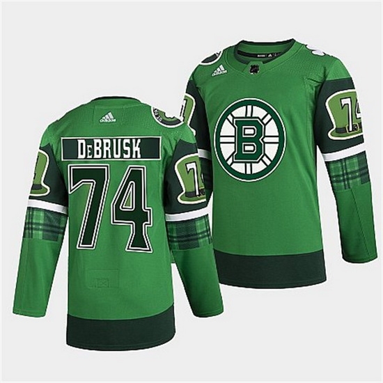 Men Boston Bruins 74 Jake DeBrusk 2022 Green St Patricks Day Warm Up Stitched jersey Men Boston Bruins 74 Jake DeBrusk 2022 Green St Patricks Day Warm Up Stitched jersey