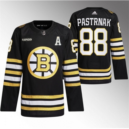 Men Boston Bruins 88 David Pastrnak Black With Rapid7 Patch 100th Anniversary Stitched Jersey Men Boston Bruins 88 David Pastrnak Black With Rapid7 Patch 100th Anniversary Stitched Jersey