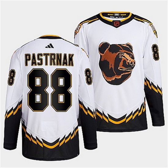 Men Boston Bruins 88 David Pastrnak White 2022 Reverse Retro Stitched Jersey Men Boston Bruins 88 David Pastrnak White 2022 Reverse Retro Stitched Jersey