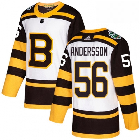 Mens Adidas Boston Bruins 56 Axel Andersson Authentic White 2019 Winter Classic NHL Jerse Mens Adidas Boston Bruins 56 Axel Andersson Authentic White 2019 Winter Classic NHL Jerse