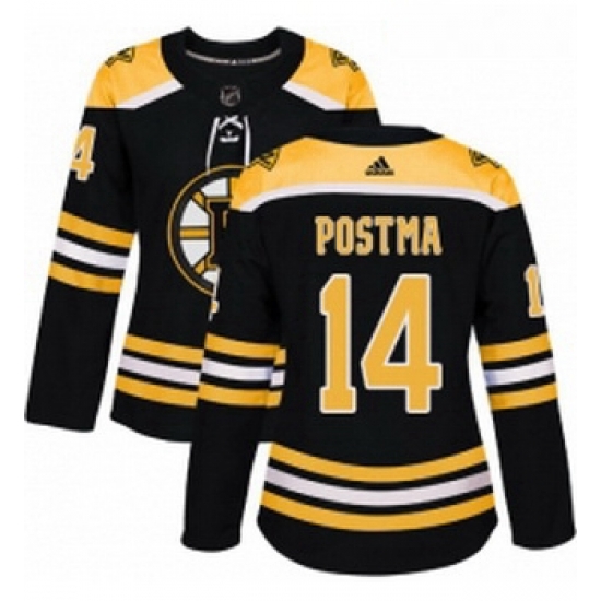 Womens Adidas Boston Bruins 14 Paul Postma Authentic Black Home NHL Jersey Womens Adidas Boston Bruins 14 Paul Postma Authentic Black Home NHL Jersey