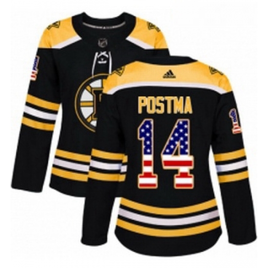 Womens Adidas Boston Bruins 14 Paul Postma Authentic Black USA Flag Fashion NHL Jersey Womens Adidas Boston Bruins 14 Paul Postma Authentic Black USA Flag Fashion NHL Jersey