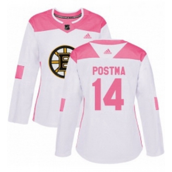 Womens Adidas Boston Bruins 14 Paul Postma Authentic WhitePink Fashion NHL Jersey Womens Adidas Boston Bruins 14 Paul Postma Authentic WhitePink Fashion NHL Jersey