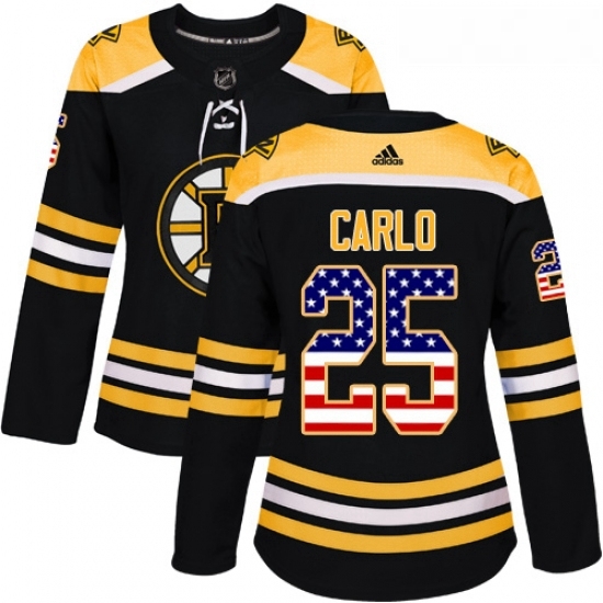 Womens Adidas Boston Bruins 25 Brandon Carlo Authentic Black USA Flag Fashion NHL Jersey Womens Adidas Boston Bruins 25 Brandon Carlo Authentic Black USA Flag Fashion NHL Jersey