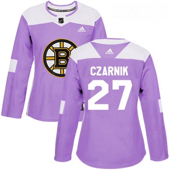 Womens Adidas Boston Bruins 27 Austin Czarnik Authentic Purple Fights Cancer Practice NHL Jersey Womens Adidas Boston Bruins 27 Austin Czarnik Authentic Purple Fights Cancer Practice NHL Jersey