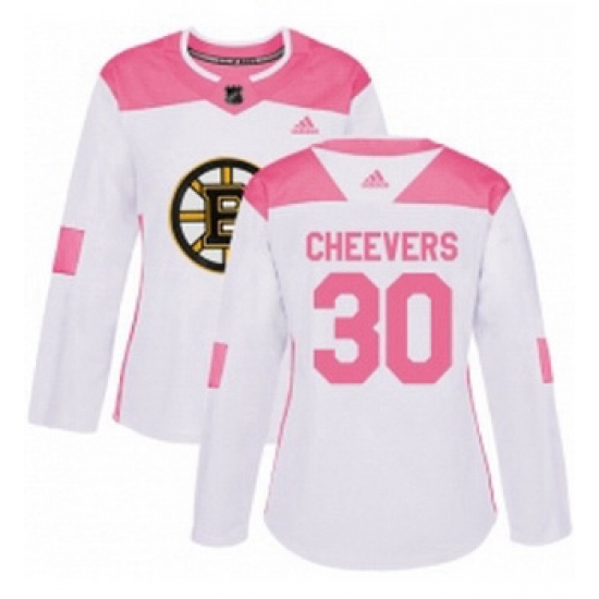 Womens Adidas Boston Bruins 30 Gerry Cheevers Authentic WhitePink Fashion NHL Jersey Womens Adidas Boston Bruins 30 Gerry Cheevers Authentic WhitePink Fashion NHL Jersey