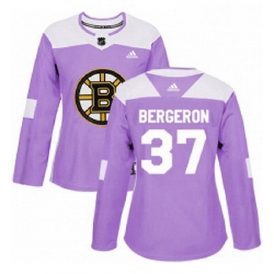Womens Adidas Boston Bruins 37 Patrice Bergeron Authentic Purple Fights Cancer Practice NHL Jersey Womens Adidas Boston Bruins 37 Patrice Bergeron Authentic Purple Fights Cancer Practice NHL Jersey