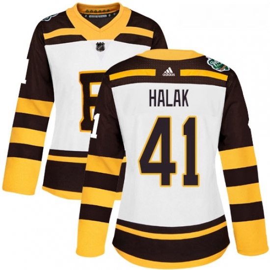 Womens Adidas Boston Bruins 41 Jaroslav Halak Authentic White 2019 Winter Classic NHL Jerse Womens Adidas Boston Bruins 41 Jaroslav Halak Authentic White 2019 Winter Classic NHL Jerse