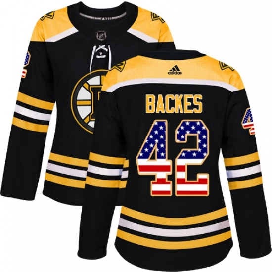 Womens Adidas Boston Bruins 42 David Backes Authentic Black USA Flag Fashion NHL Jersey Womens Adidas Boston Bruins 42 David Backes Authentic Black USA Flag Fashion NHL Jersey