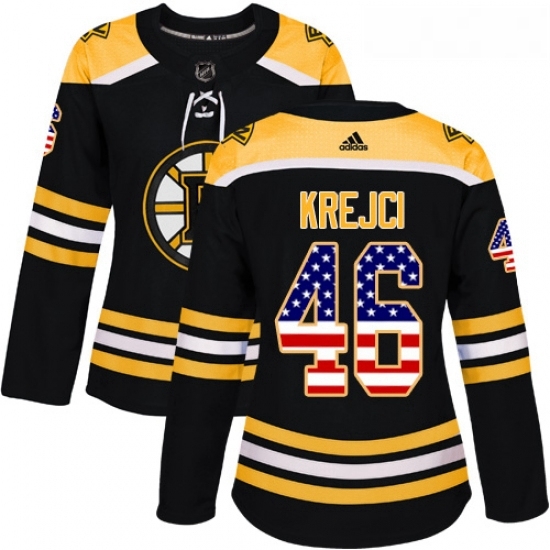 Womens Adidas Boston Bruins 46 David Krejci Authentic Black USA Flag Fashion NHL Jersey Womens Adidas Boston Bruins 46 David Krejci Authentic Black USA Flag Fashion NHL Jersey