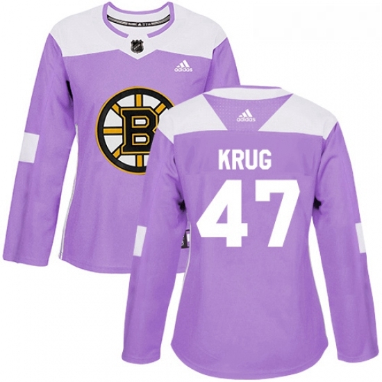 Womens Adidas Boston Bruins 47 Torey Krug Authentic Purple Fights Cancer Practice NHL Jersey Womens Adidas Boston Bruins 47 Torey Krug Authentic Purple Fights Cancer Practice NHL Jersey
