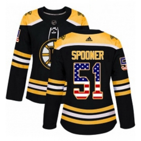 Womens Adidas Boston Bruins 51 Ryan Spooner Authentic Black USA Flag Fashion NHL Jersey Womens Adidas Boston Bruins 51 Ryan Spooner Authentic Black USA Flag Fashion NHL Jersey
