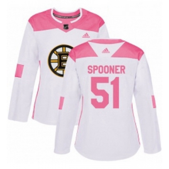 Womens Adidas Boston Bruins 51 Ryan Spooner Authentic WhitePink Fashion NHL Jersey Womens Adidas Boston Bruins 51 Ryan Spooner Authentic WhitePink Fashion NHL Jersey